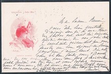 AD028 ART NOUVEAU a/s CALBET COLLECTION OTUS BLEU THERESE AUBERT Fine LITHO