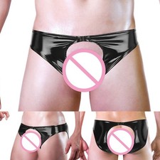 Culotte homme en simili cuir noir doux et respirant slip PU