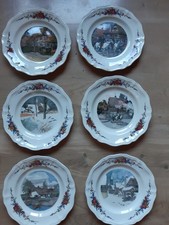 6 ANCIENNES ASSIETTES PLATES SARREGUEMINES OBERNAI 25 CM