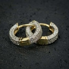 2.50 CT Coupe Ronde Imitation Diamant Huggie Créole Boucles 14K or Jaune Plaqué