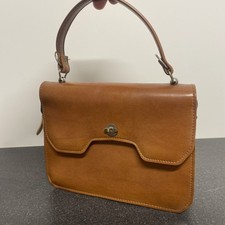 Vintage Bag Sac À Main Cuir Marron Camel Années 90 Fait Main Old Bohème Chic 