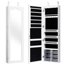 Armoire à bijoux murale led avec miroir 6 tiroirs hauteur du crochet ajustable