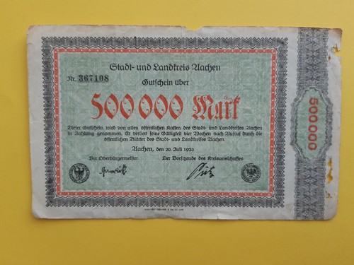 Allemagne billet 500 000 mark - ,