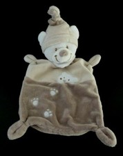 *. Doudou plat NICOTOY KIABI OURS EMPREINTES ECRU BEIGE MARRON BLANC BONNET TBE