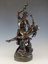 Grand Fin 19C Français Bronze Statue Après Michel Claude Clodion (1738-1814)