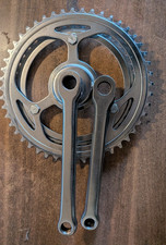 Pédalier double plateaux 48/40 dents acier chromé vélo ancien vintage a clavette