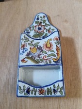 Rare Pyrogène Mural Grattoir à allumettes et porte allumettes céramique Desvres