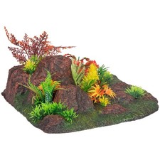 Décoration Radha angle. roche + plante. 27.5 x 27.5 x 10 cm. aquarium.