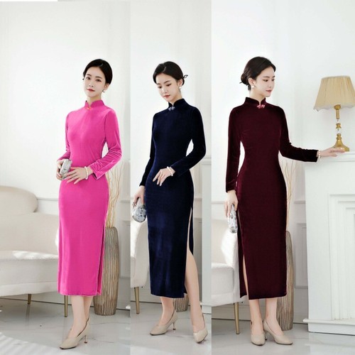 Chinois femme velours qipao - chinois,