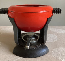 service à fondue Le Creuset rouge, bon état
