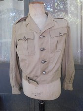 FRANCE 2ème GM CJF / INDOCHINE ? BATTLE-DRESS EN TOILE KAKI CLAIR CHASSEUR ALPIN