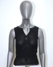 Vintage 1970s Black Lurex Mesh Tank Top COURREGES Paris Size XS Made in France
