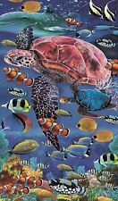 DRAP DE BAIN, SERVIETTE DE PLAGE -POISSONS TROPICAUX- 90X170cm 100%COTON C.45 23