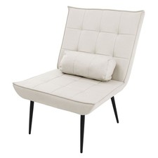 Fauteuil lounge relax avec coussin de dossier crème chaise salon salle de séjour