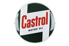 Plaque emaillée CASTROL ⌀ 50 cm insigne logo compagnie pétrolière l'huile