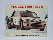 Vintage Original Sticker Peugeot 205 Turbo 16 vainqueur Rallye Monte Carlo 1985