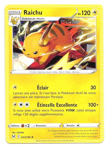 Carte pokémon raichu lor - pokémon,