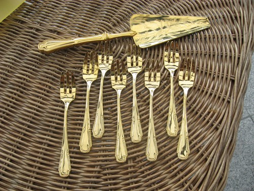 Service gâteau metal - service, doré