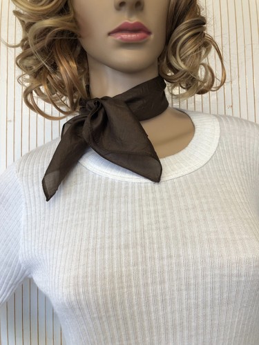 Mouchoir carré soie marron - soie,