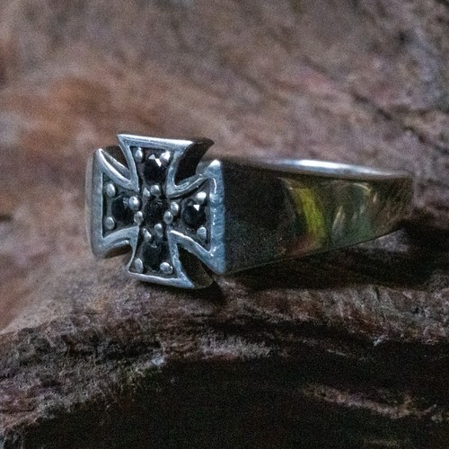 Iron bague croix - bague, argent