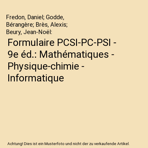 Formulaire pcsi psi - -, 9e