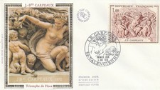 Enveloppe 1er jour Tableau JB Carpeaux Sculpteur 1977 soie FDC