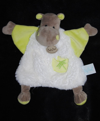 Doudou plat hippopotame blanc
