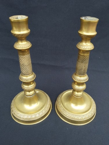 Paire bougeoir bronze cisele - paire,
