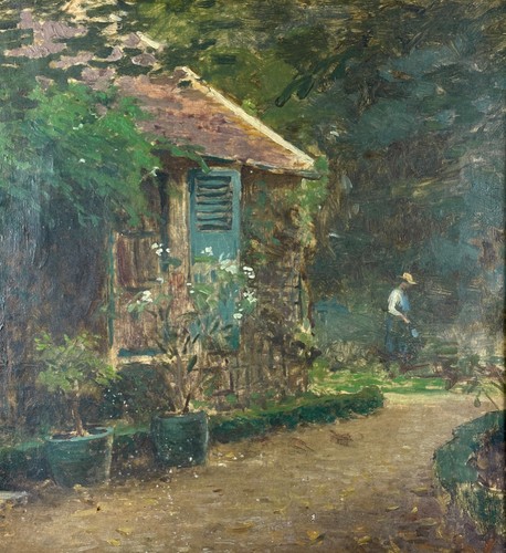 Tableau ancien jardinier au - tableau,