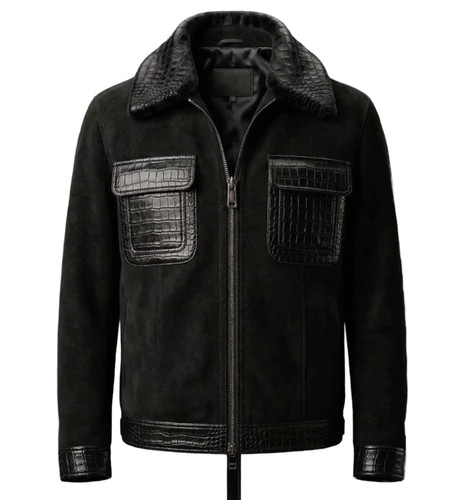 Veste cuir véritable noir - en,