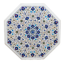 24 " Café Table Top Blanc Semi-Précieux Pierres Incrustation Maison Décorative