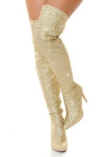 Bottes Femme Glitter Au Dessus Du Genou Cuissard Talon A Aiguille Soirée 6971.