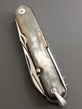 ANCIEN COUTEAU en 6 pièces, PRADEL MA, THIERS, XXème, manche corne.