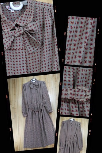 Vtg secretary dress taupe - secretary,