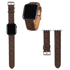 Leather MK Apple Watch Brown Strap Band 38 40 42 44 mm, series 1 2 3 4 5 6 SE