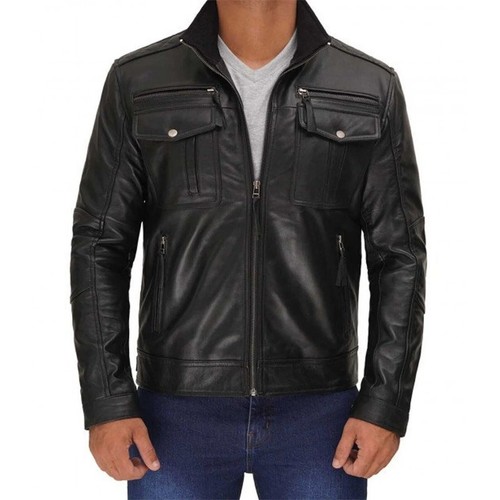 Veste cuir noir pour homme - en,