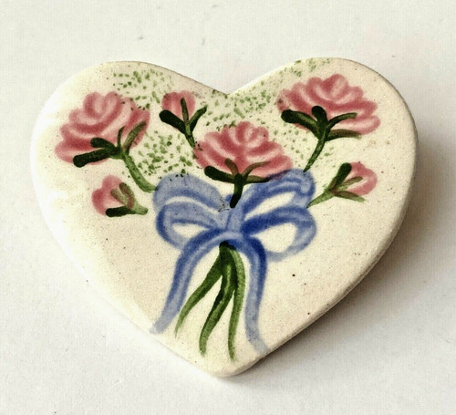 Broche vintage coeur ceramique - coeur,