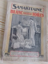catalogue Samaritaine 1914, trousseaux blancs toiles, échantillons tissus
