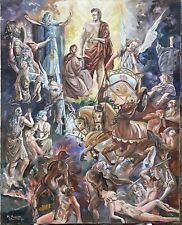 Tableau Huile sur Toile LA RÉSURRECTION par M BARON 81 * 65 cm Contemporain