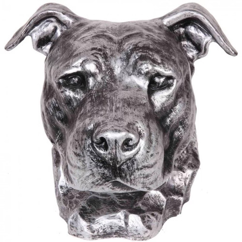 Statue argent tête - , chien