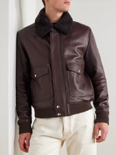 Blouson cuir bomber marron en