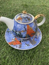 Théière So French À Décor Du Galion Bleu Et Or