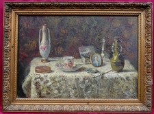 Tableau Nature Morte Service de Table Huile/Panneau début XXème siècle Signée