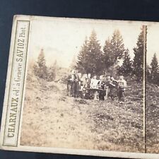 Vue Stéréoscopique 1890 Apéritif dans les Champs PHOTO Albumen Photography