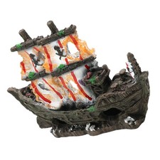  Décoration d'aquarium : Épave de bateau - Grotte servant de cachette pour