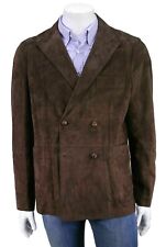 Blazer homme en cuir suédé véritable peau de chèvre manteau à double boutonna...