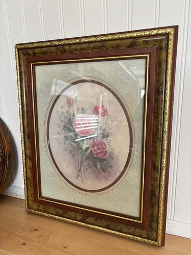 Vintage floral rose print - floral, wall