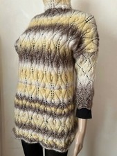 robe tunique manches façon kimono tricotée main en laine dégradée douce