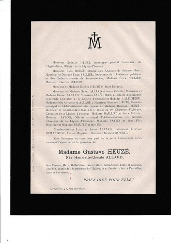 Faire part décès 1896 - de,