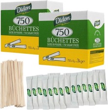 DIDON 1500 Sachets Sucre 4g + Agitateurs Bois Café Thé Boissons Chaudes 6kg